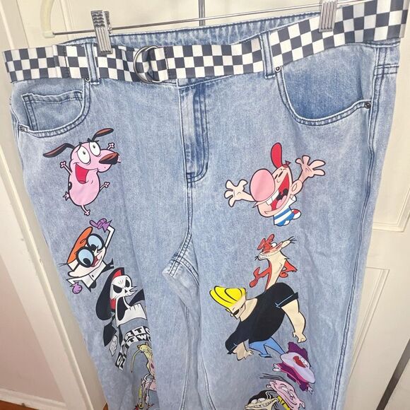 Cartoon Network Character Collage Wide Leg Denim Pants Plus Size - Picture 3 of 6